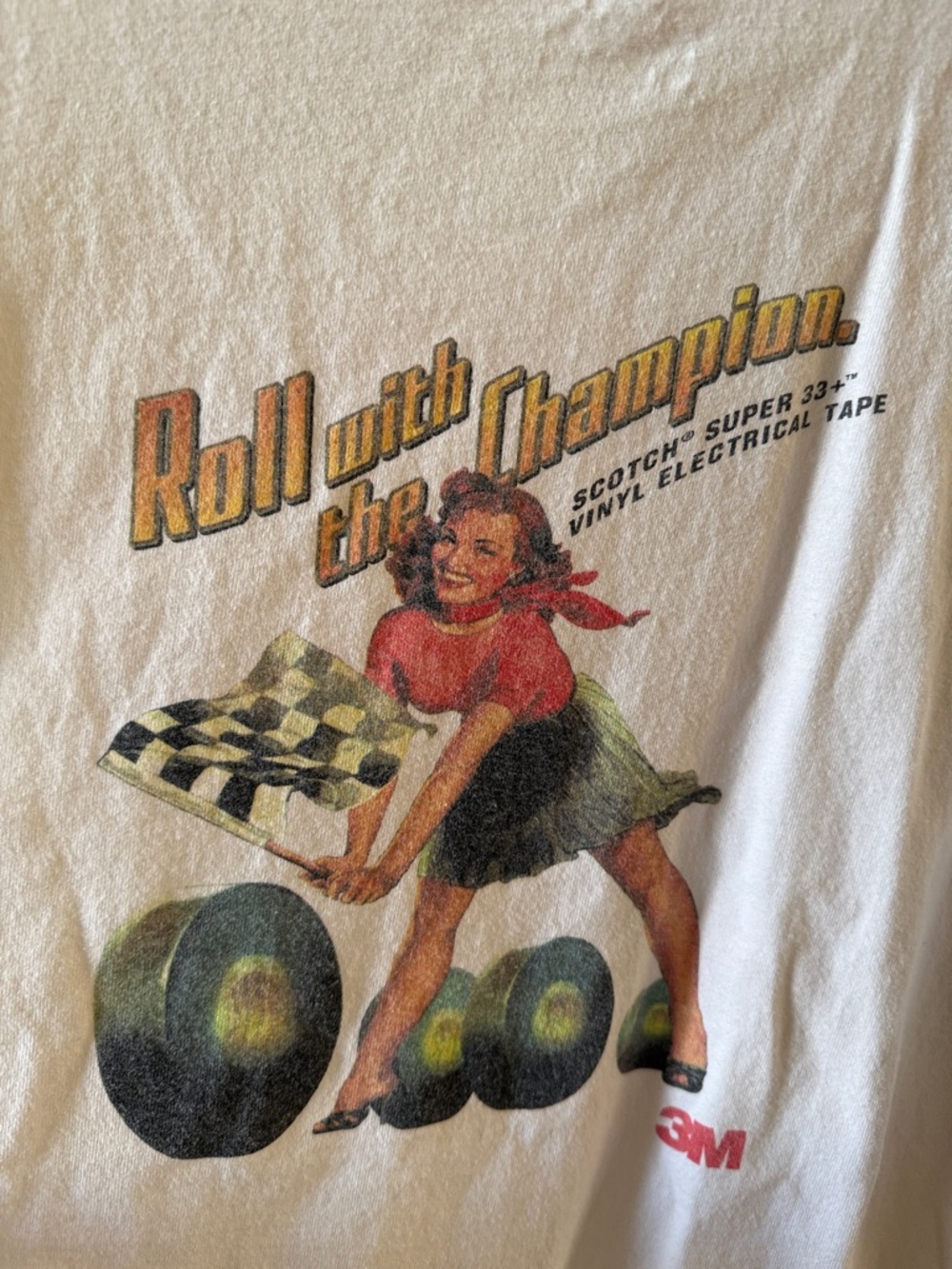 Vintage Scotch Vinyl Electrical Tape American Legends Racing TShirt Pin Up Girl